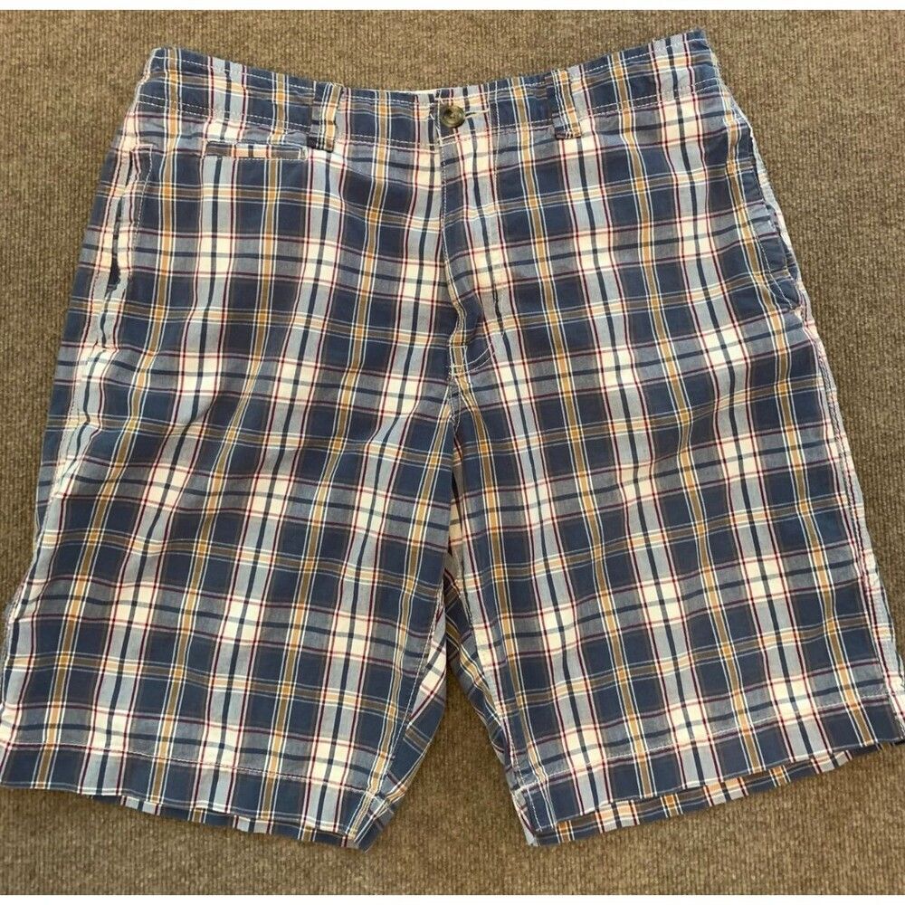 American Eagle Shorts Mens 36 Plaid Bermuda Cotton Chino Beach Preppy Pool